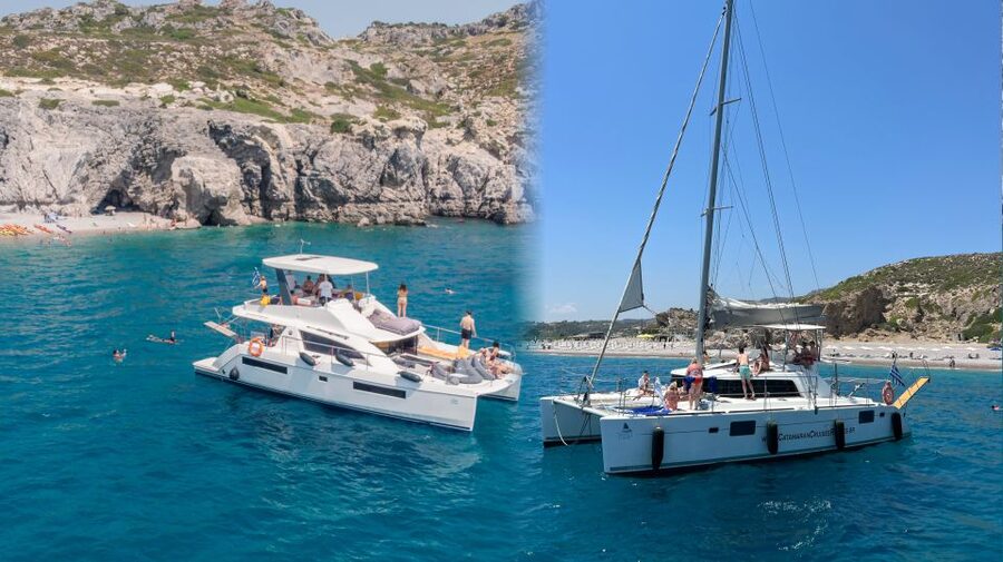 Rhodes: All-Inclusive Catamaran Cruise with Lunch and Drinks - Afandou Caves Stop on the Power Option
