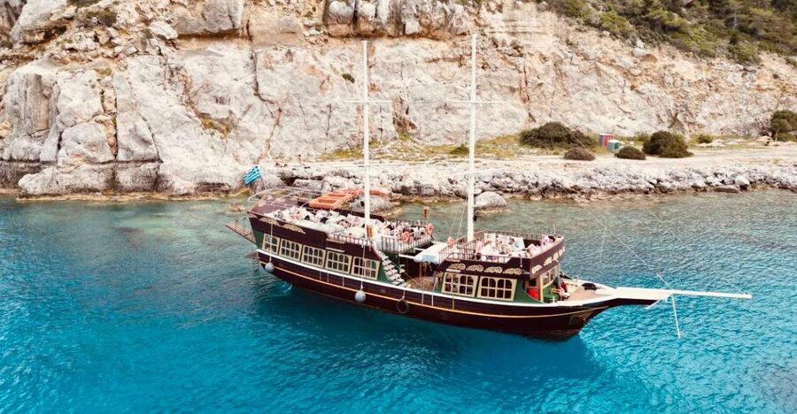 Rhodes: All Inclusive Day Cruise with BBQ & Unlimited Drinks - Finding the Aphrodite Duchess Opposite the National Bank