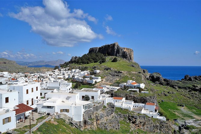 RHODES BEST FIRST IMPRESSION FOR CRUISE SHIP VISITORS - 4 people - Lindos beach panorama from above, then choosing your Lindos pace