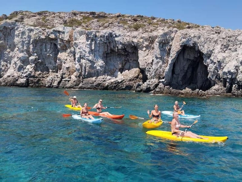 Rhodes: Gulet Trip with Food, Drinks, SUP, Kayak & Swimming - Getting Great Seats and Sunbeds, Not the Shade Trap