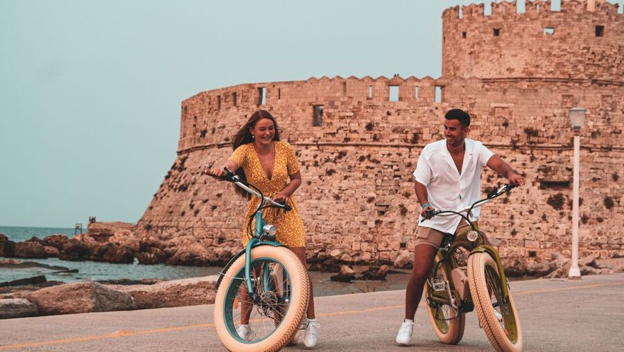 Rhodes: Retro eBike Highlights Tour w/ Personal Photographer - Rhodes Town and the sunset moment: a ride that ends on a high note