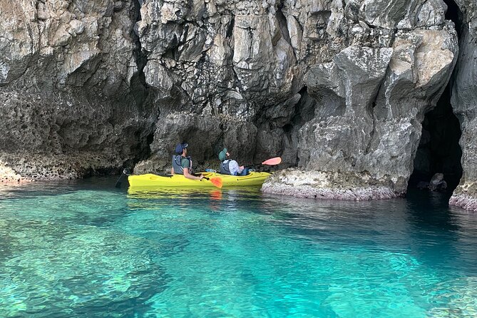 Rhodes Sea Kayaking Adventure small groups incl.Transfer & snack - Stop 1: Red Sand Beach, the color show and that quick cooking moment