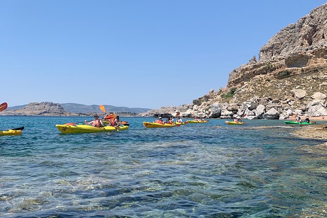 Rhodes Sea Kayaking Adventure small groups incl.Transfer & snack - Castle passes and cave exploration near Feraklos and Charaki