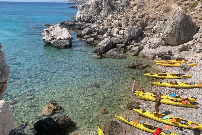 Rhodes Sea Kayaking Adventure small groups incl.Transfer & snack - Agathi and Golden Sand, Saint Agatha’s chapel in a cave