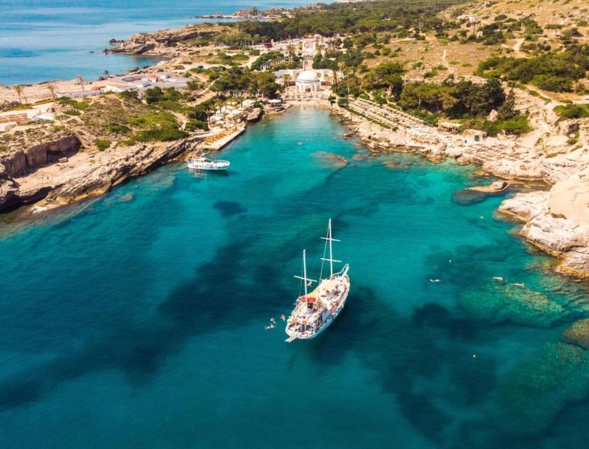 Rhodes: Sunset Cruise w/ Gourmet Buffet, Drinks & Live Music - Mandraki to Kalithea Bay at sunset time