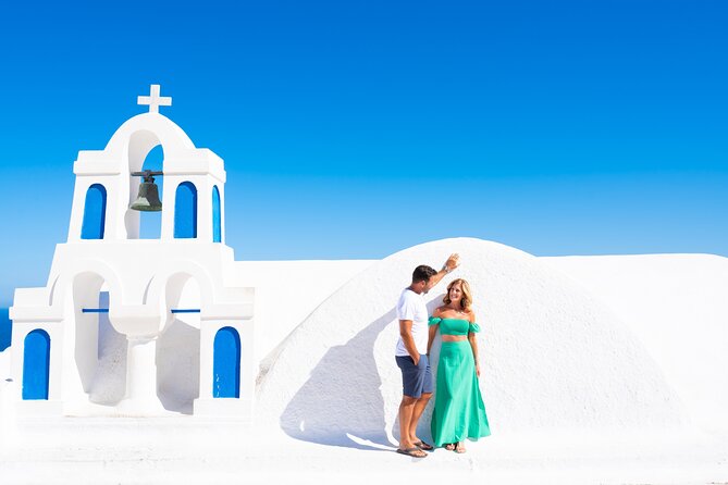 Santorini 2h Photoshoot with a photographer & transportation - Stop 2, Three Bells of Fira: caldera and volcano views in a short sprint