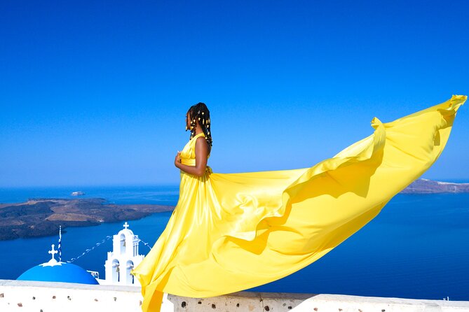 Santorini 2h Private Flying Dress Photoshoot with Transportation - Stop 2 Firostefani: The Sweet Spot for Caldera-Style Movement