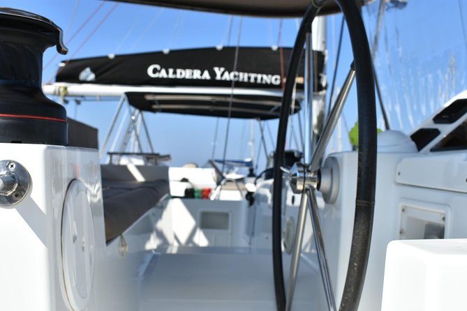 Santorini All-inclusive Private Catamaran Cruise - On board comfort: snorkel gear, towels, and handling real sea conditions