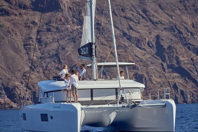 Santorini: Caldera Classic Catamaran Cruise w/ Meal & Drinks - The Greek BBQ and unlimited drinks, served without the awkward wait