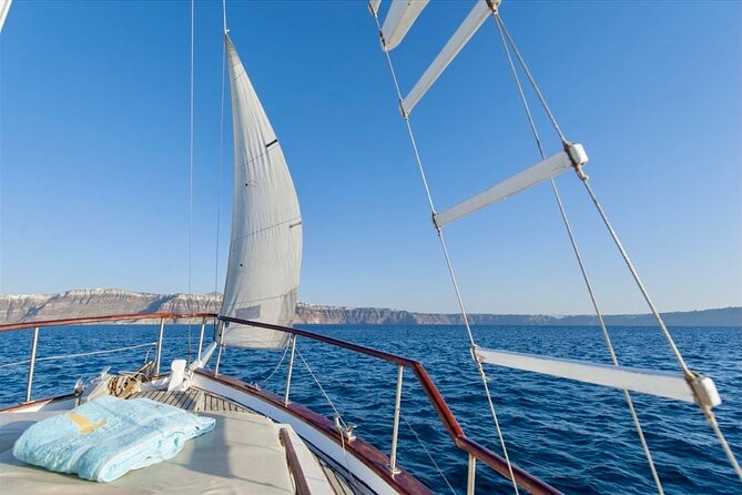 Santorini Caldera Day Traditional Cruise with Meal and Drinks - Tirassia (Thirassia) island: the swim/snorkel stop with lunch on board