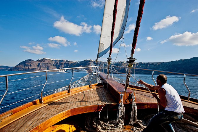 Santorini Caldera Sunset Sailing Cruise with Dinner and Wine - Dinner at Thirassia Bay: Greek Buffet, Complimentary Wine, and the Right Pace