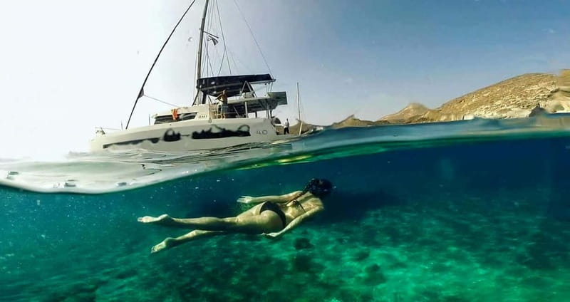 Santorini: Catamaran Cruise with Fresh Meal & Open Bar - The caldera route: Red and White Beach, then the southern coastline