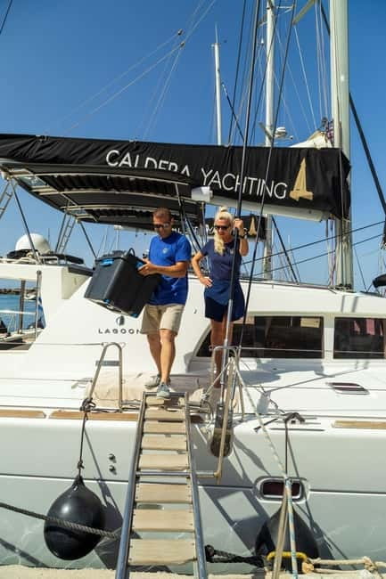 Santorini: Catamaran Cruise with Fresh Meal & Open Bar - Getting to Vlychada: the minibus ride and where your time goes