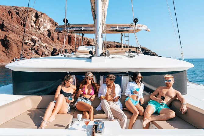 Santorini Catamaran Cruise: with Lunch, BBQ, Open Bar, Transfers - Key highlights you will feel immediately