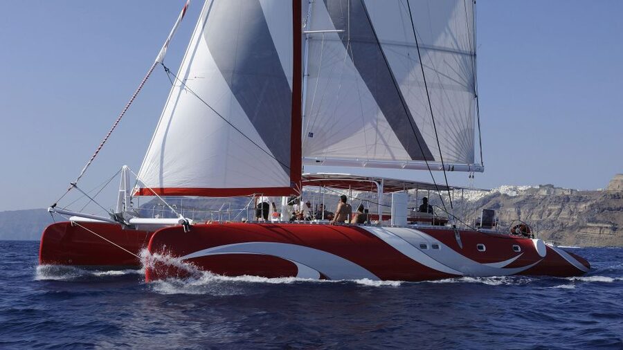 Santorini: Dream Catcher 5-hour Sailing Trip in the Caldera - Akrotiri, Red and White Beaches, then the route lines up for the big sights