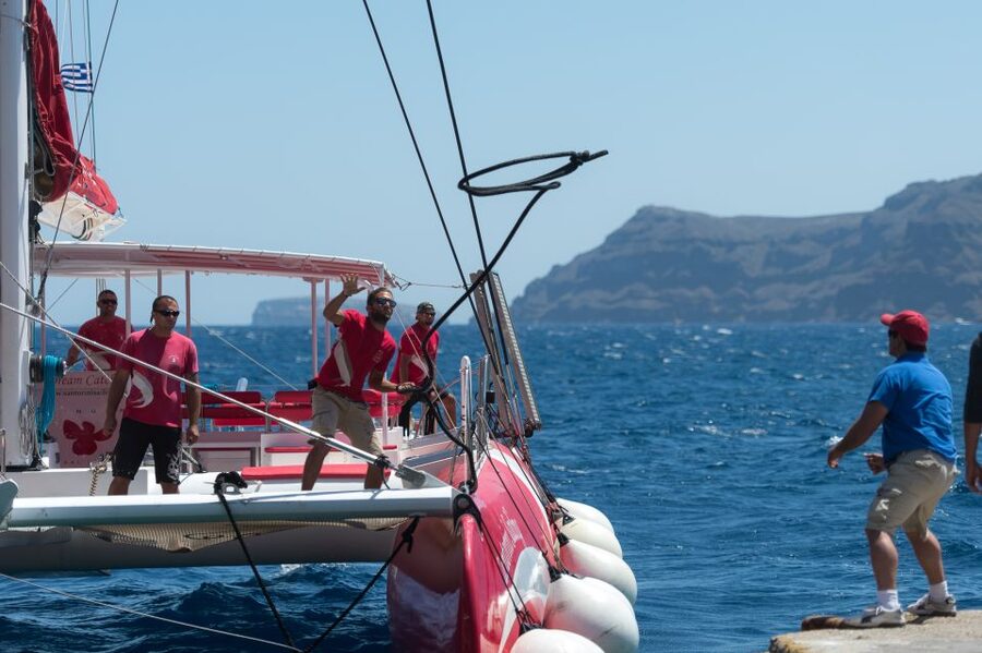 Santorini: Dream Catcher 5-hour Sailing Trip in the Caldera - Dream Catcher sailing notes: crew style, sail power, and music levels