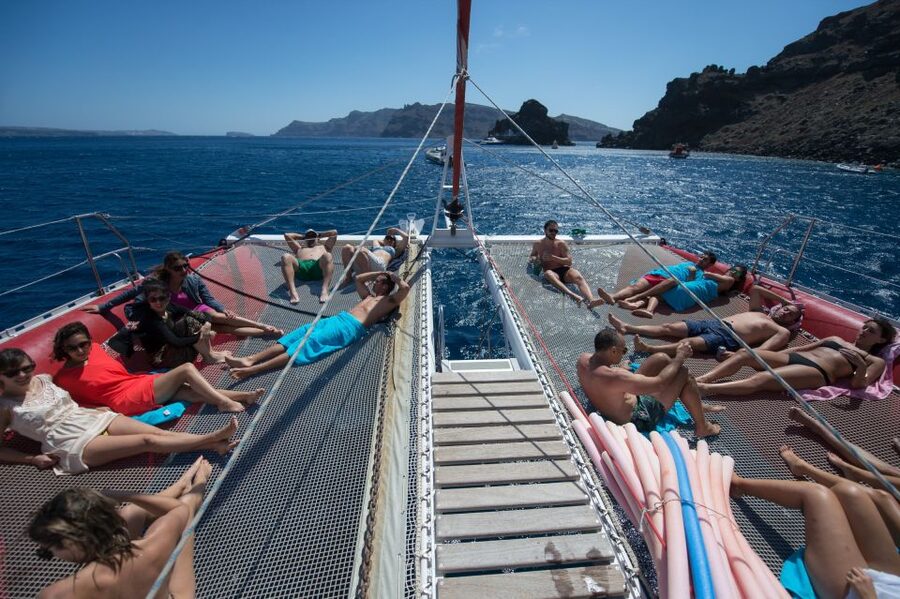 Santorini: Dream Catcher 5-hour Sailing Trip in the Caldera - Hotel pickup, a calm start at Vlihada Marina, then off into the Aegean