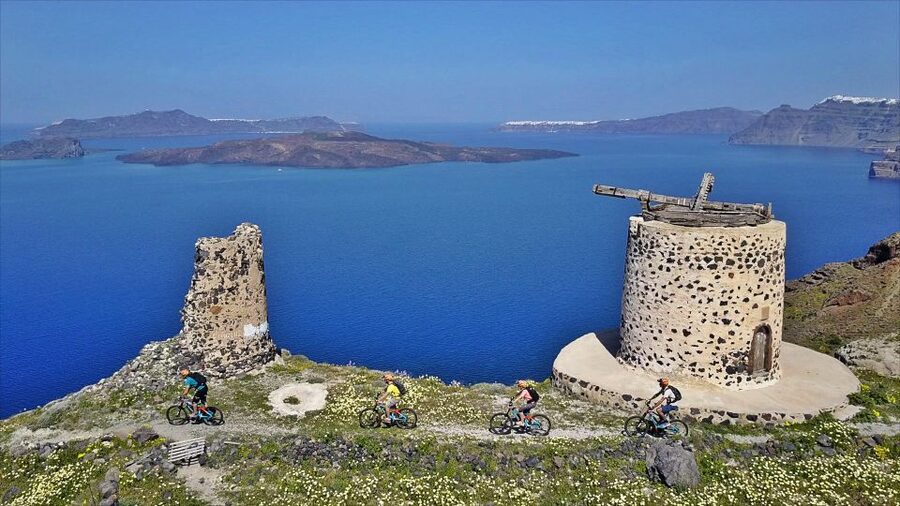 Santorini: Electric Mountain Bike Adventure - Vlichada Port and the private beach finish