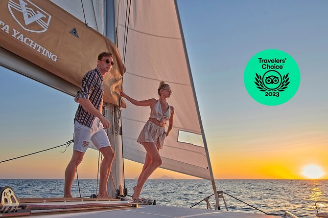 Santorini Gold Catamaran Cruise with BBQ, Drinks and Hotel Pickup - Price and value: what $108.89 buys you on the water