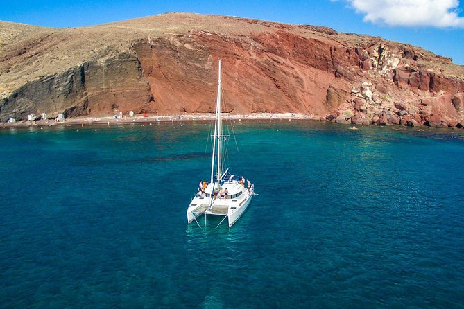 Santorini Half Day Catamaran Private Cruise incl. Meal, Drinks & Free Transport - Price and what makes it feel like real value