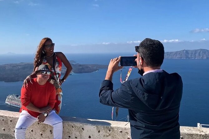 Santorini in 5 hours: Oia, Traditional Villages & Black Beach - Stop 1: Firostefani and the blue-domed church viewpoint