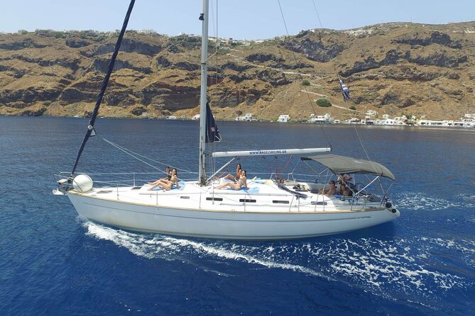 Santorini Private Daytime Sailing Cruise with Meal, Drinks &Transfer included - Thirasia Bay Swim Time on the West Side