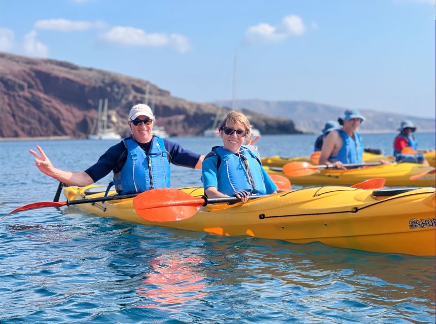 Santorini: Sea Caves Kayak Trip with Snorkeling and Picnic - The Beach Picnic With Local Organic Food (1.5 Hours)