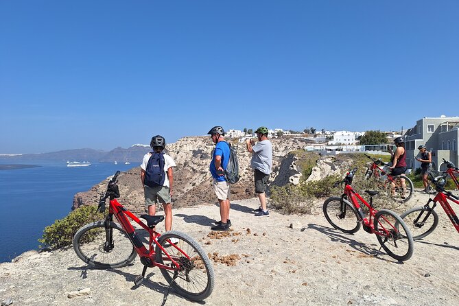 Santorini Small Group Guided E-bike Tour & Local Tomato Museum - Akrotiri and the Heart of Santorini caldera viewpoint