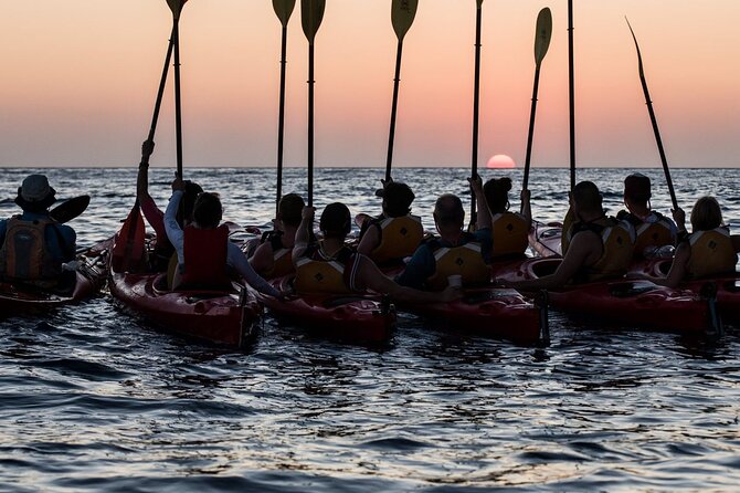 Santorini: Sunset Sea Kayak with Light Dinner with Pick-up Option - Kambia Beach and the endgame: finishing strong before dinner