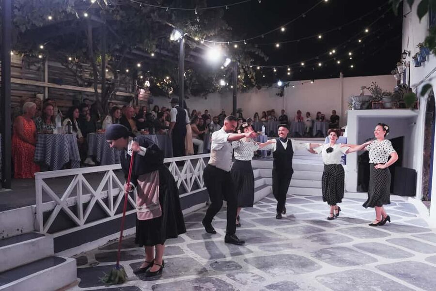 Santorini: The Greek Wedding Show Entry Tickets - Inside the house: English welcome, cast introductions, and first bites
