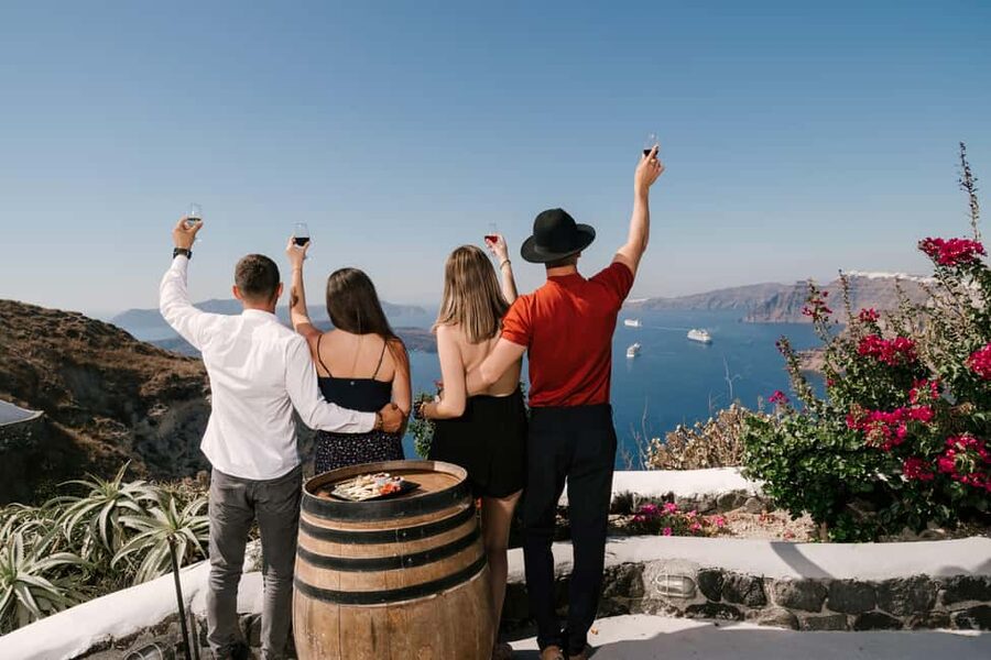Santorini: Wine Tasting Tour to 3 Wineries with Transfer - Stop 3: Venetsanos Winery and those caldera views over volcanic islands