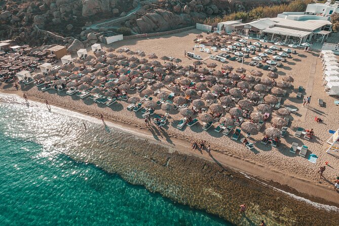Super Paradise Beach Mykonos Seaside Sunbed (1st row) - Getting there on Mykonos: simple when planned, tricky when you wing it