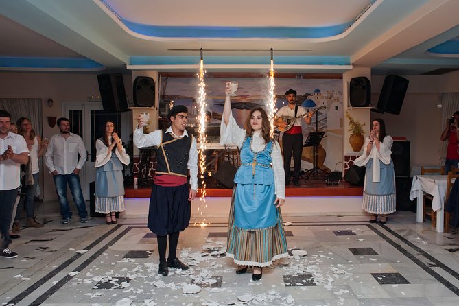 Traditional Greek Night live Music & Dinner Show in Santorini - Seating in a first-come setup, plus the couples section