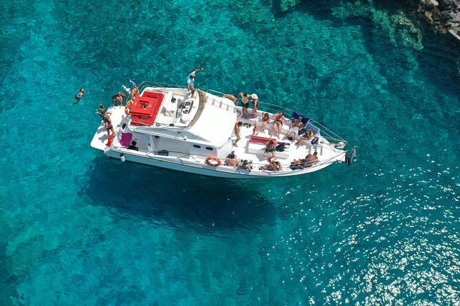 Zakynthos boat tour:Shipwreck& Local blue caves with 3 Swim Stops - Blue caves and the 3 swim stops: how the day stays fun