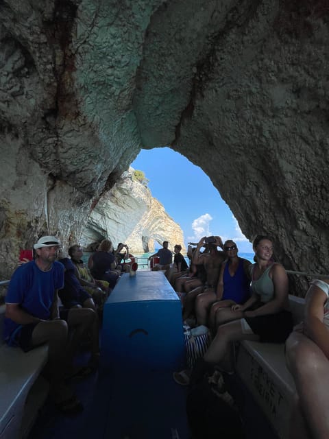 Zakynthos: Shipwreck, Blue Caves and Xigia Natural Spa Tour - The Panagiotis boat cruise: Blue Caves, two swim stops, and real time on the water
